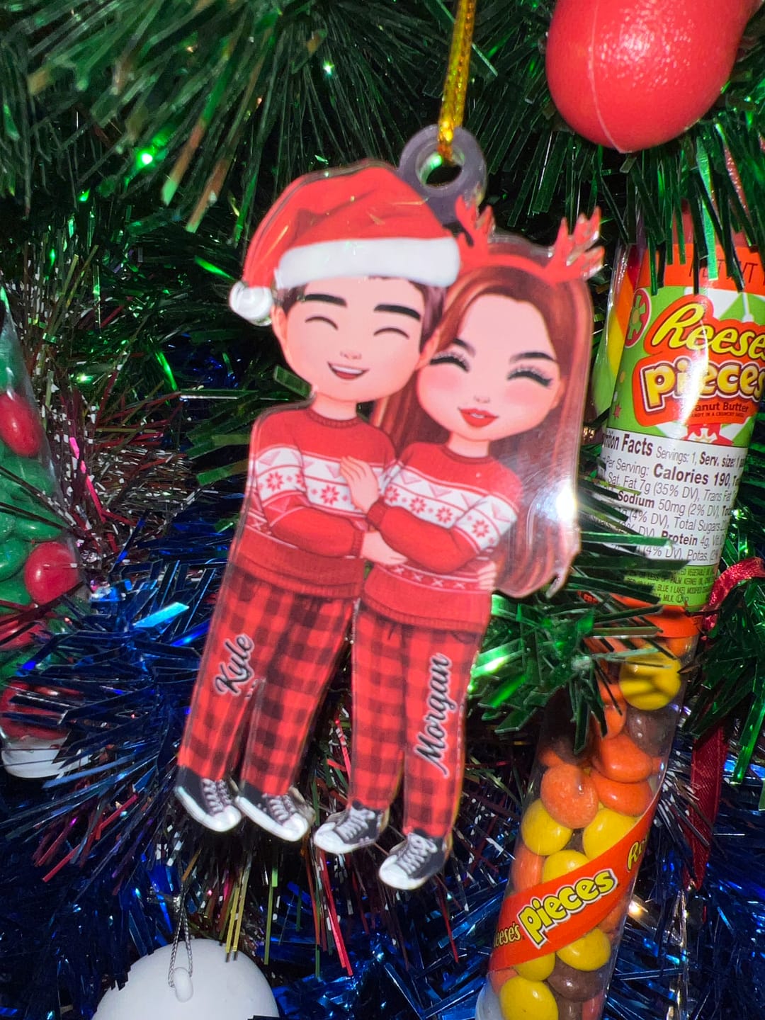 Customer photo review of Christmas Doll Couple Standing Hugging - Personalized Ornament