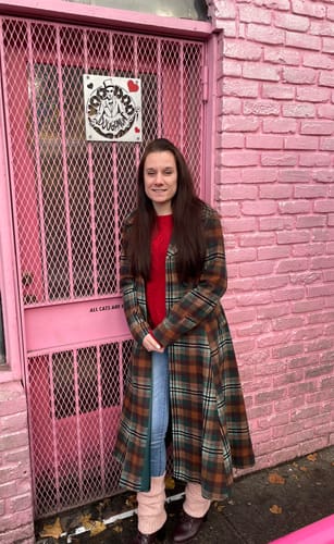 Customer photo review of Plaid Wool Coat, Vintage inspired Long wool coat 4510