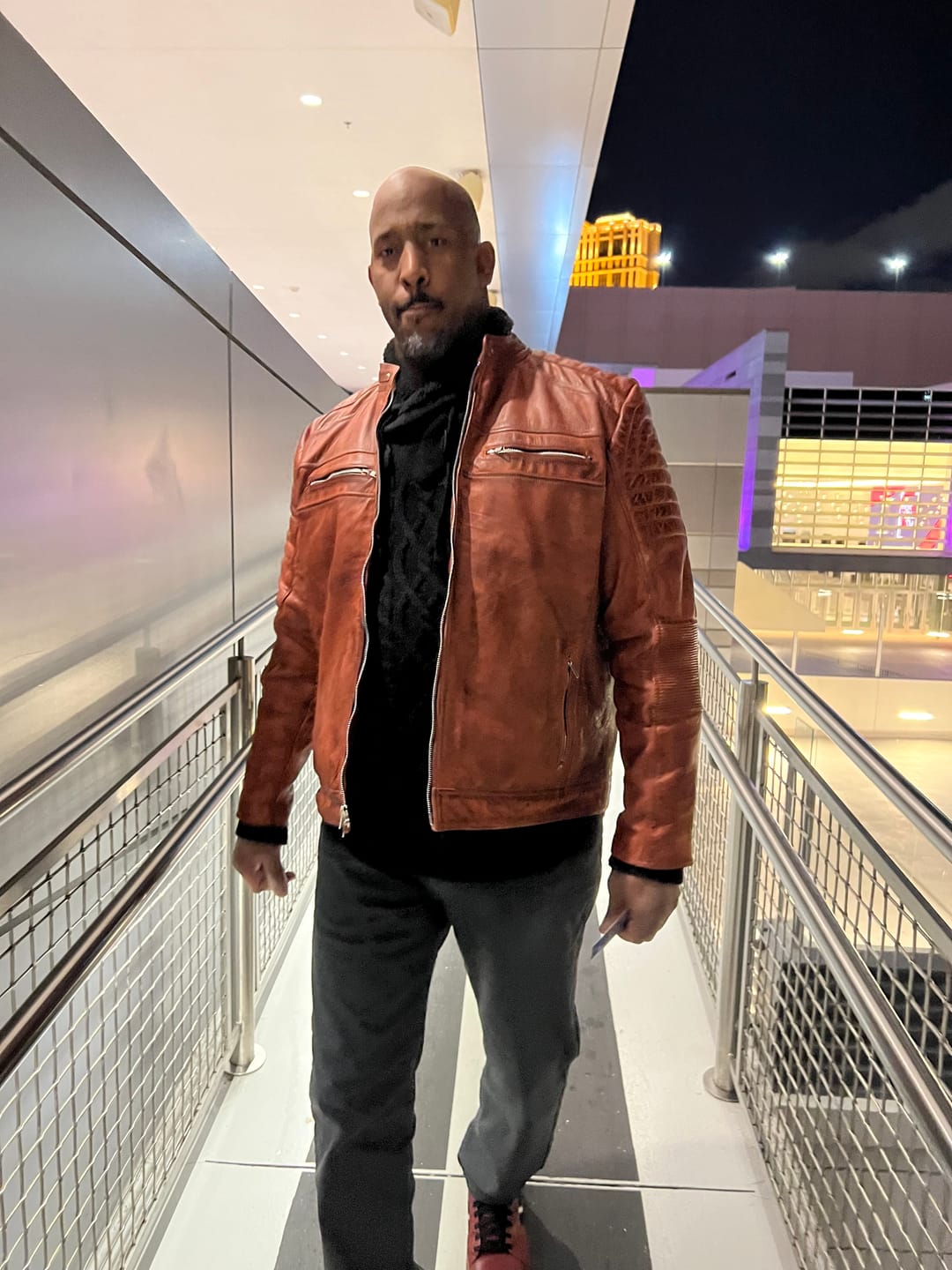 Customer photo review of Vintage Cafe Racer Cowhide Leather Moto Jacket