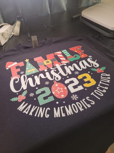 Customer photo review of FAMILY CHRISTMAS 2023 DTF Transfer
