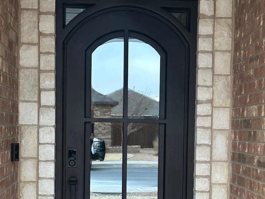 Customer photo review of Covington Model Double Front Entry Iron Door With Tempered Low E Clear Glass Dark Bronze Finish