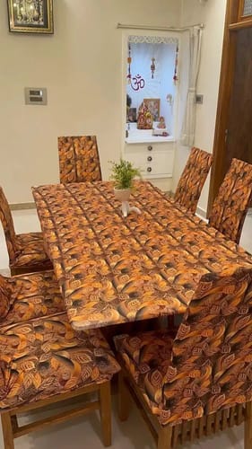 Customer photo review of DivineTrendz Exclusive - Yellow Leaves Elastic Chair & Table Cover