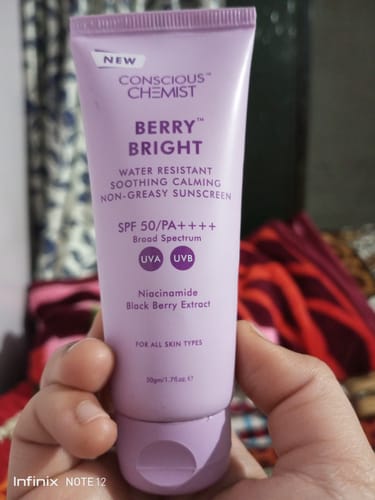 Customer photo review of Niacinamide Sunscreen | SPF 50 PA ++++ & Water Resistant