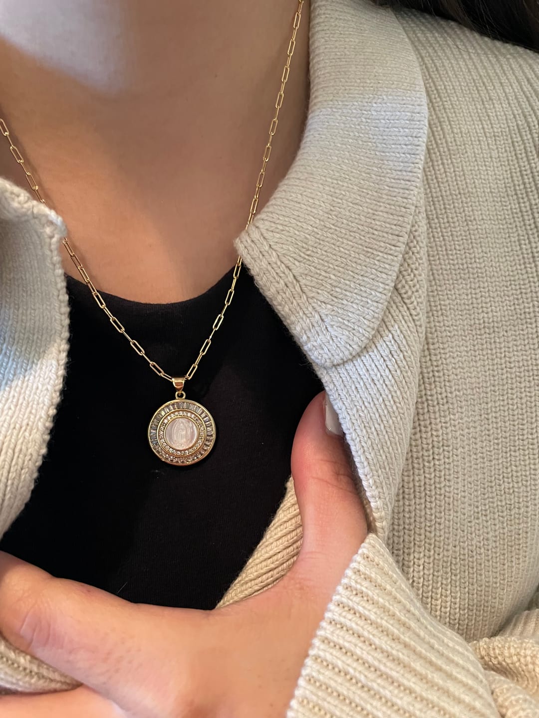 Customer photo review of Mother Mary Necklace