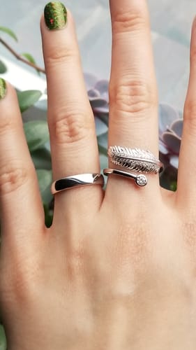 Customer photo review of Feather Bypass CZ Ring in Sterling Silver