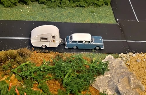 Customer photo review of Woodland Scenics AS5328 Autoscenes Thompson's Travelin' Trailer, N Scale
