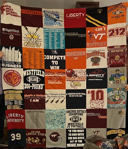 T-shirt quilt featuring westfield high school football, virginia tech hokies football by Denise from VA
