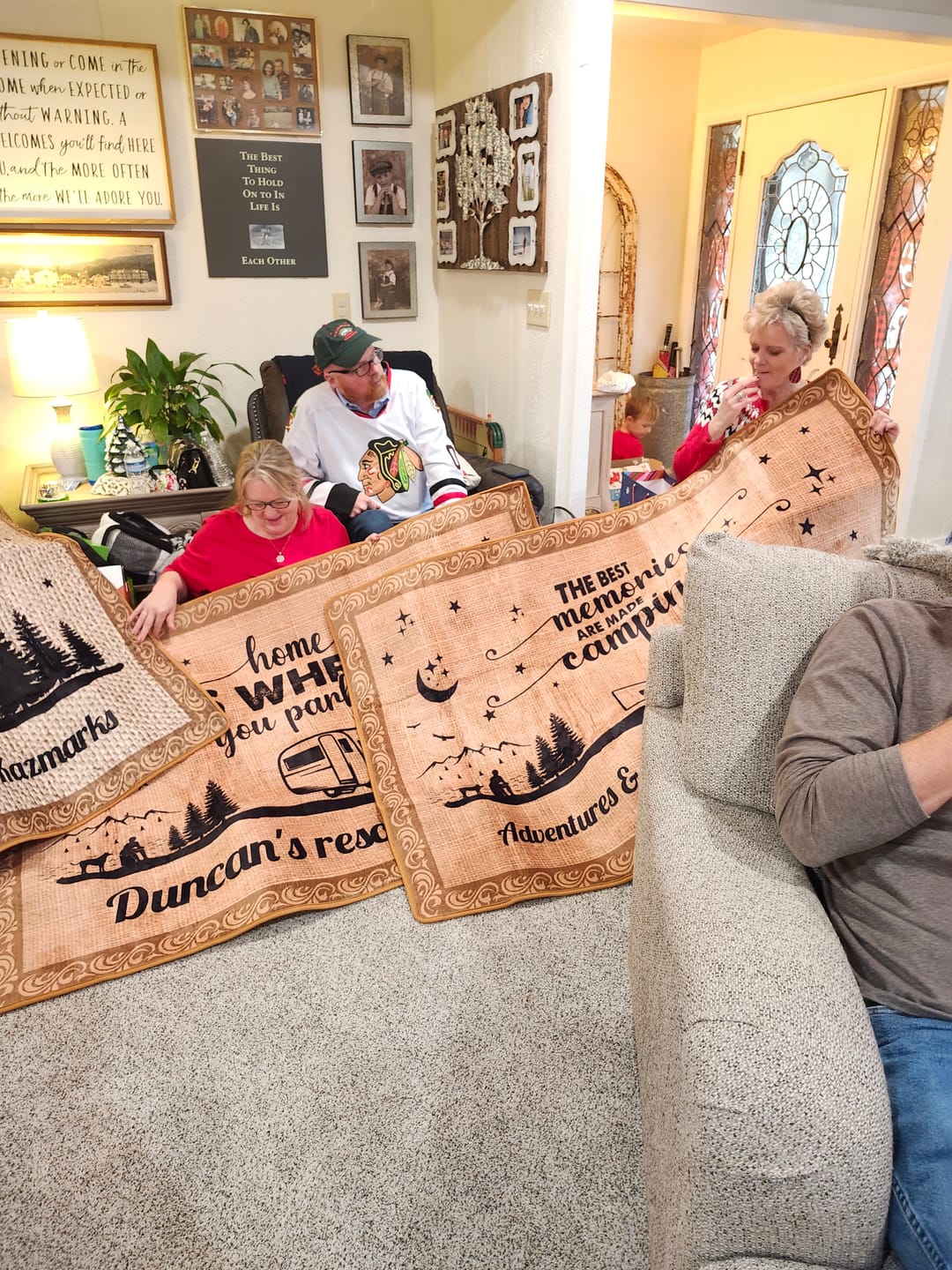 Customer photo review of Happy Campers Camping Personalized Patio Rug Patio Mat