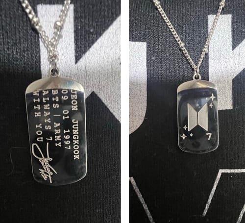 Customer photo review of BTS Army Name Tag Necklace
