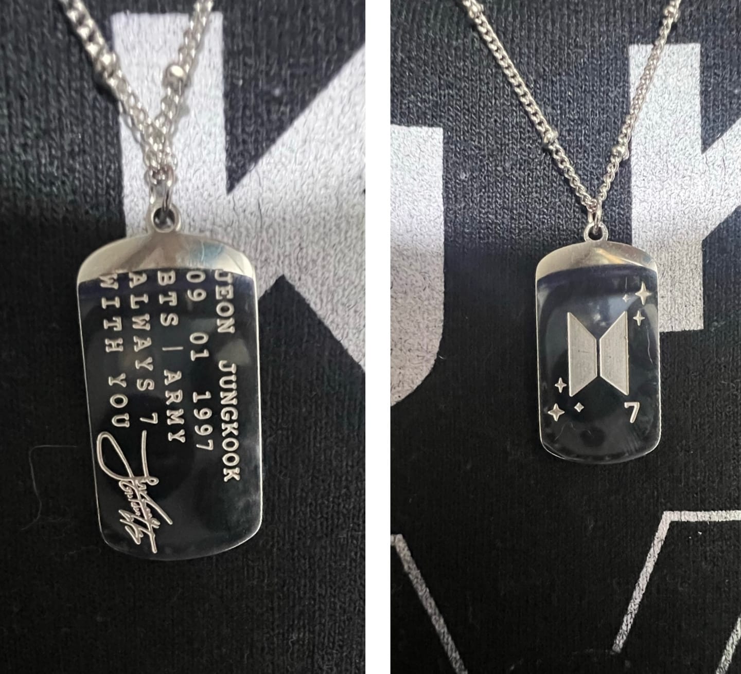 Customer photo review of BTS Army Name Tag Necklace