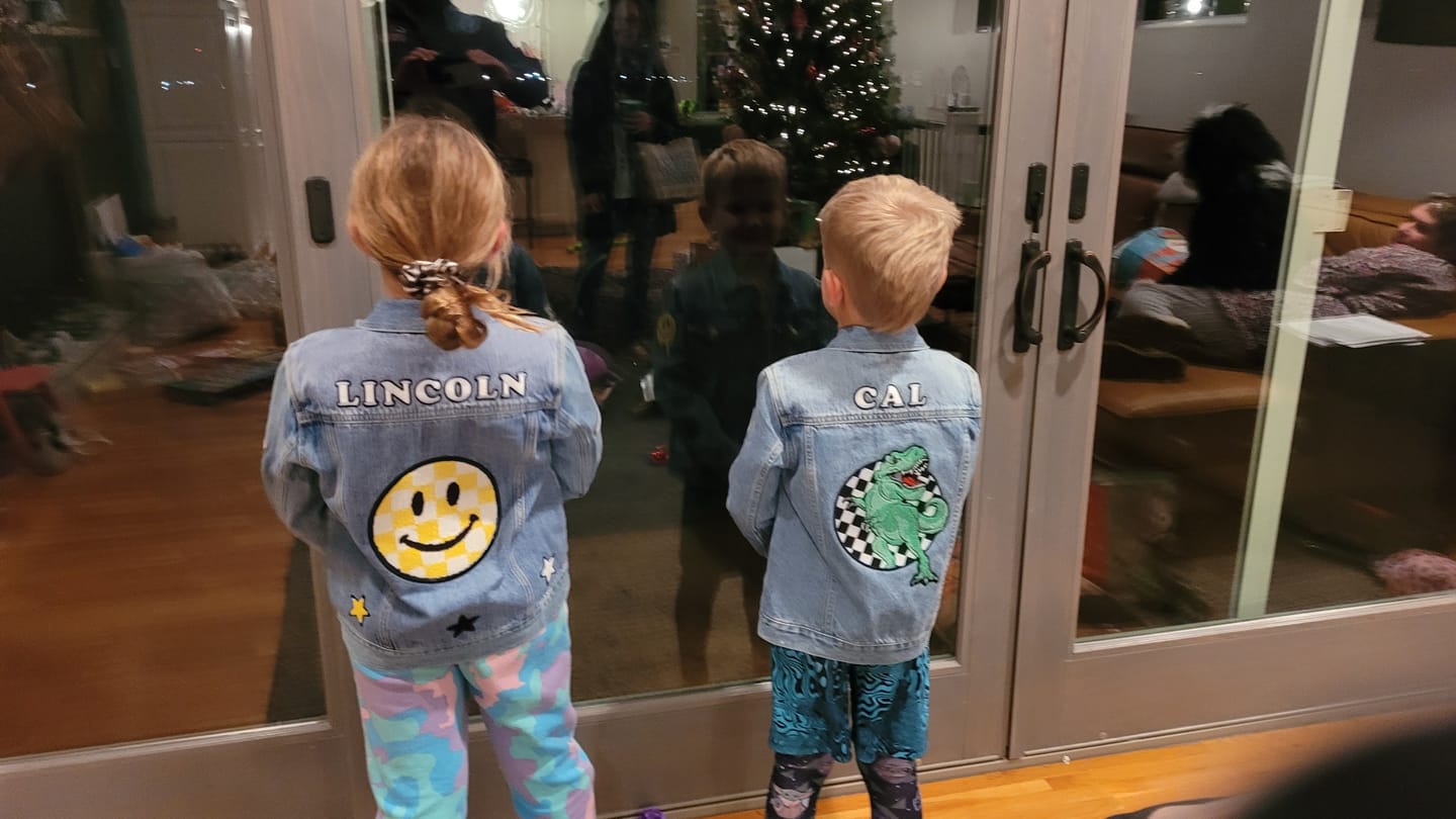 Customer photo review of Kids Classic Oversized Denim Jacket