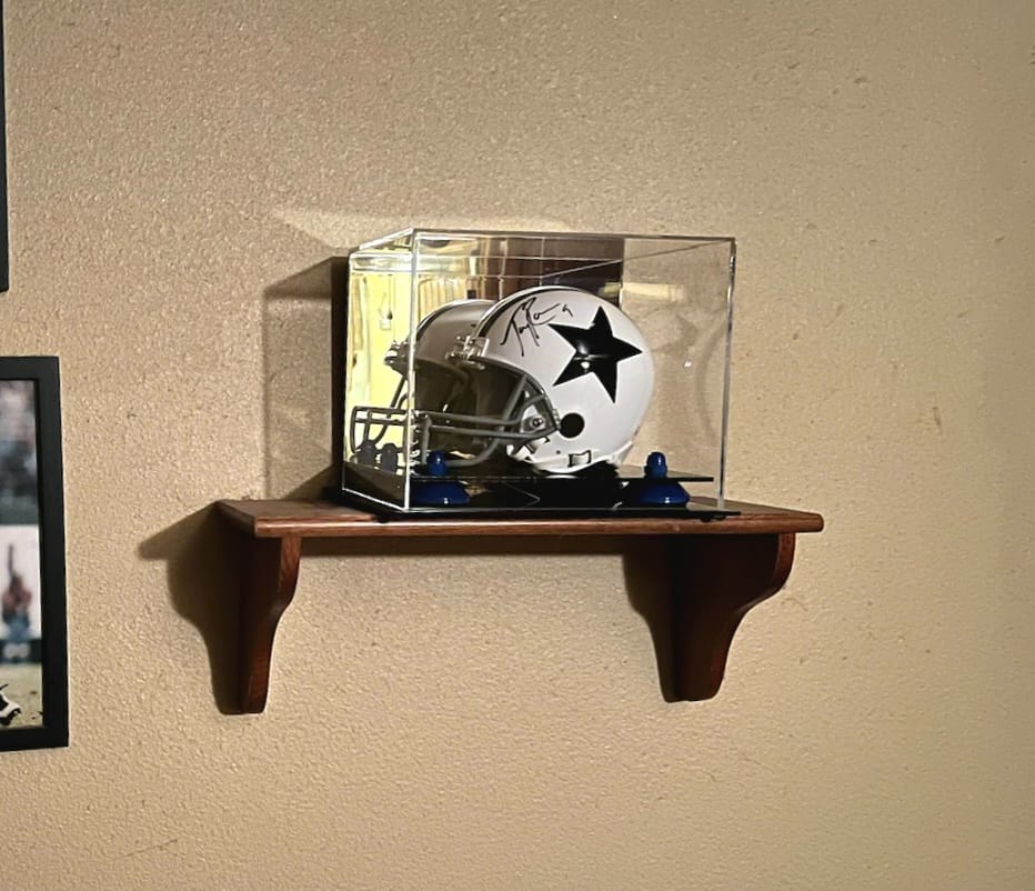 Customer photo review of Mini/Miniature Football Helmet (not Full Size) Display Case - Mirror no Wall Mounts (A003/V45)