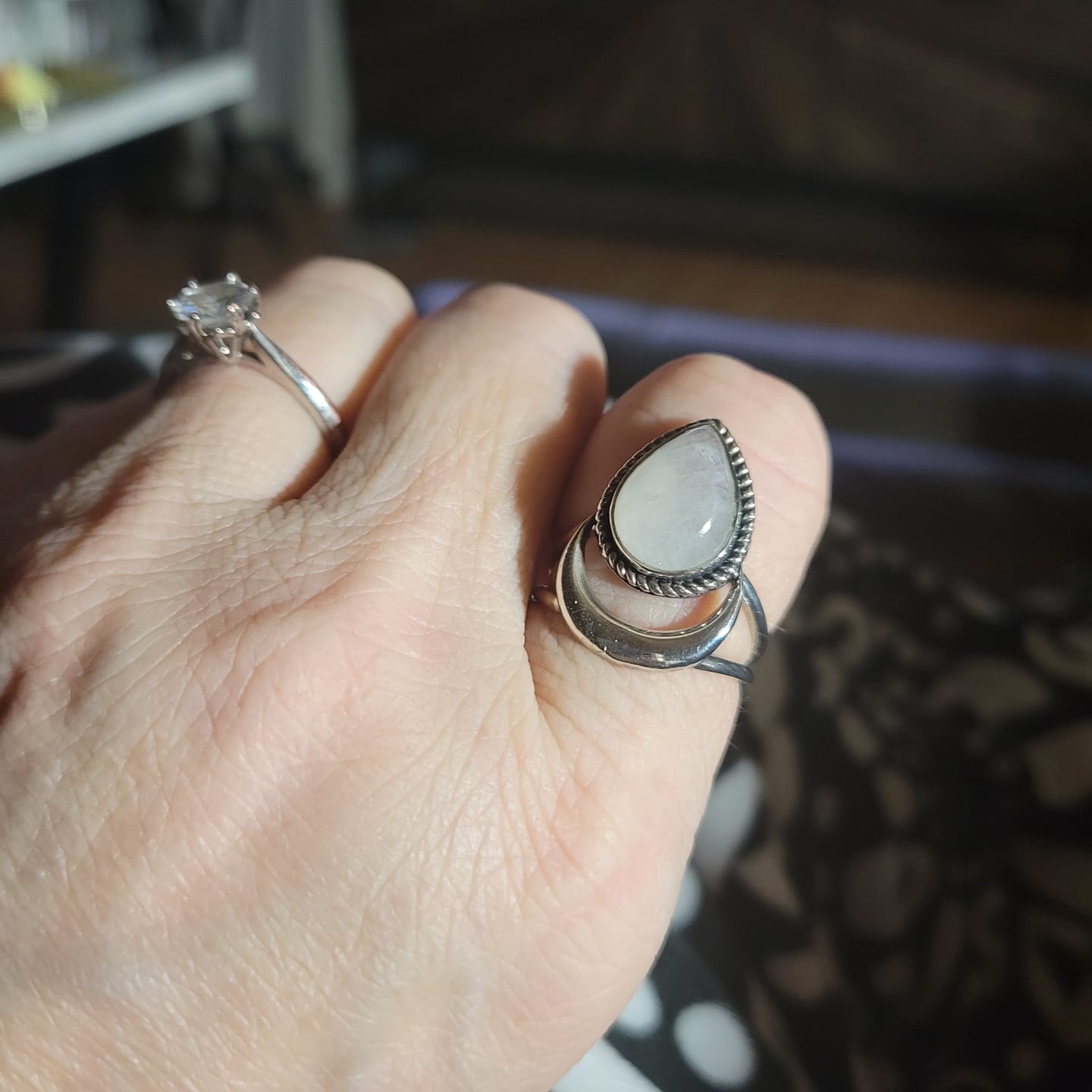 Customer photo review of Sterling Silver Crescent Moon Moonstone Ring
