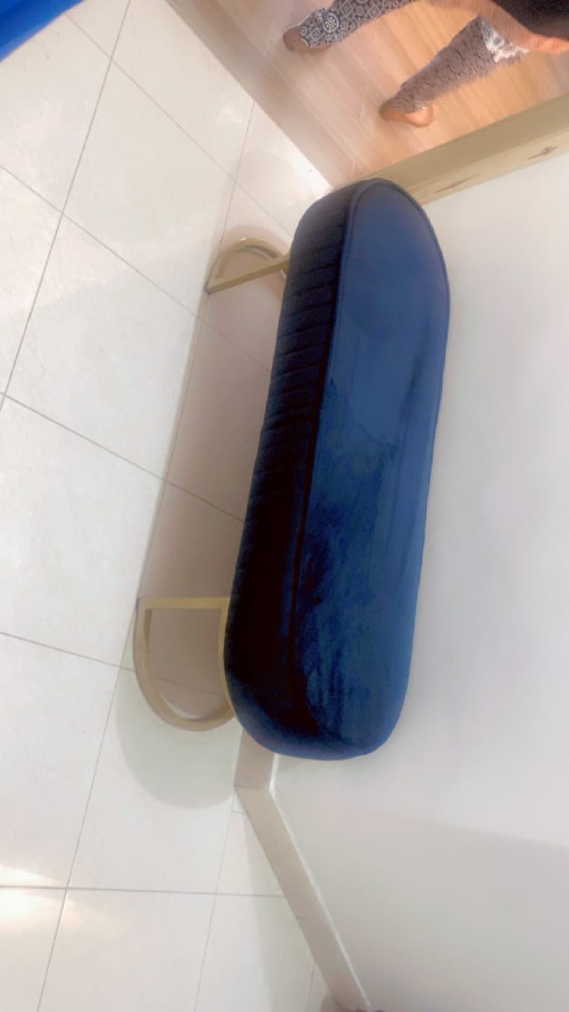 Customer photo review of 3 Seater Luxury Wooden Stool With Steel Stand -479