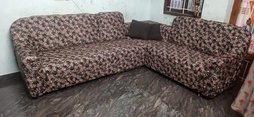 Customer photo review of Golden & Black Pattern Elastic Sofa Slipcovers