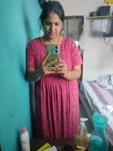 Customer photo review of Pink Handloom Checks and Diamonds Maxi