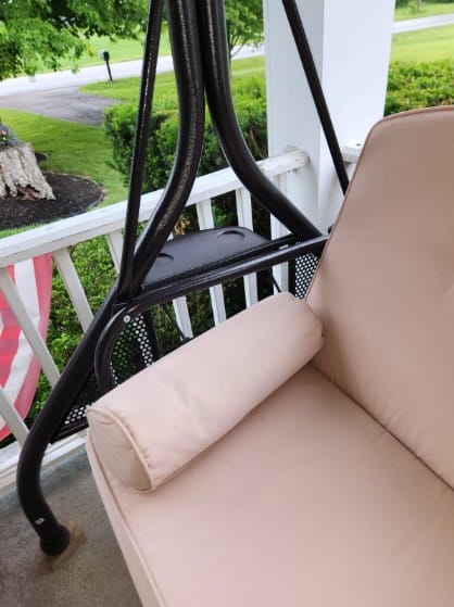 Customer photo review of 3-Seat Outdoor Porch Swing with Cupholders, Adjustable Canopy and Backrest for Balcony, Khaki