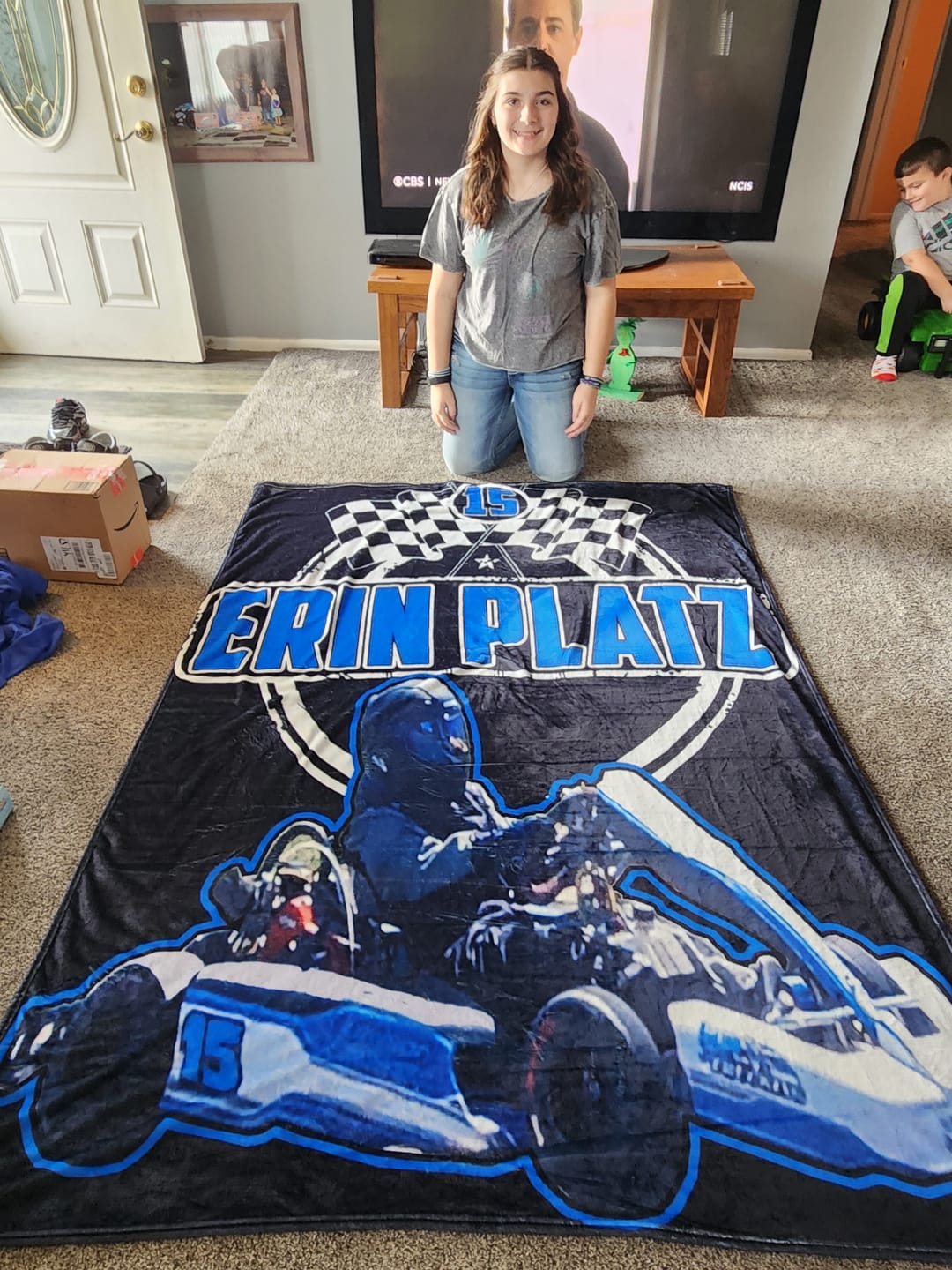 Customer photo review of Custom Go-Kart Racing Blanket