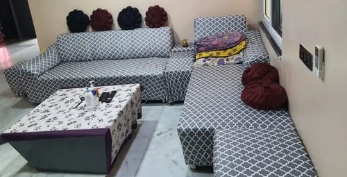 Customer photo review of Gray Diamond Elastic  L-Shape Sofa Slipcovers