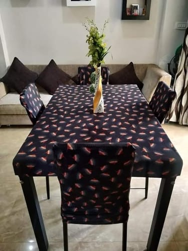 Customer photo review of DivineTrendz Exclusive - Black Seamless Flowers Elastic Chair & Table Cover