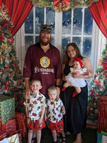 Customer photo review of Kate Winter Christmas Tree Backdrop Window Snow for Photography