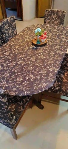 Customer photo review of DivineTrendz Exclusive - Black Beige Abstract Elastic Chair & Table Cover