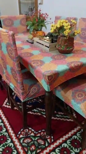 Customer photo review of Multi-colored Vintage Design Elastic Table Chair Covers