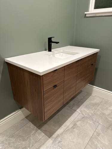 Customer photo review of Austin 48" Wall Mount American Black Walnut Bathroom Vanity