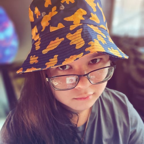 Customer photo review of Dinosaur Chicken Nuggets Blue Bucket Hat