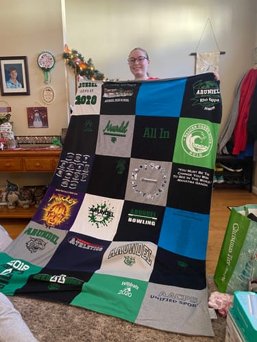 T-shirt quilt featuring arundel high school bowling team by Karyn from MD