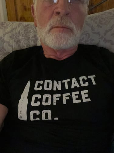 Customer photo review of Contact Coffee Logo T-Shirt