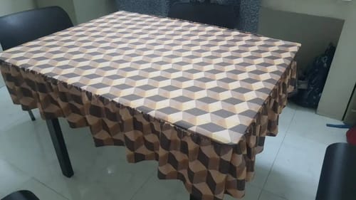 Customer photo review of DivineTrendz Exclusive - 3D Polygon Striped Elastic Table Cover.
