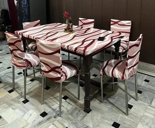 Customer photo review of DivineTrendz Exclusive -Brown White Striped Elastic Chair & Table Cover