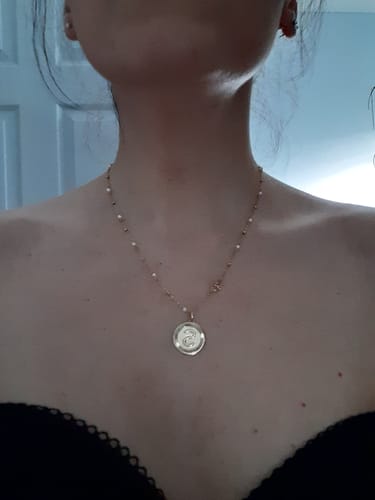 Customer photo review of Freshwater Pearl Diamond Cut Cable Necklace in 9ct Yellow Gold