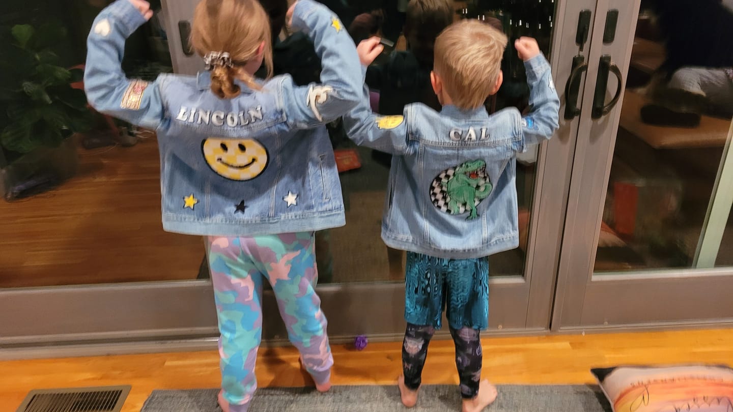 Customer photo review of Kids Classic Oversized Denim Jacket
