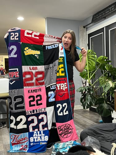 T-shirt quilt featuring oklahoma all stars by Gina from OK