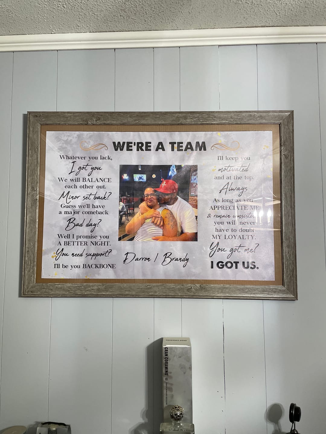 Customer photo review of We're A Team I Got Us Black African Couple - Personalized Wrapped Poster