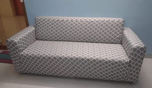 Customer photo review of Grey Diamond Elastic Sofa Slipcovers