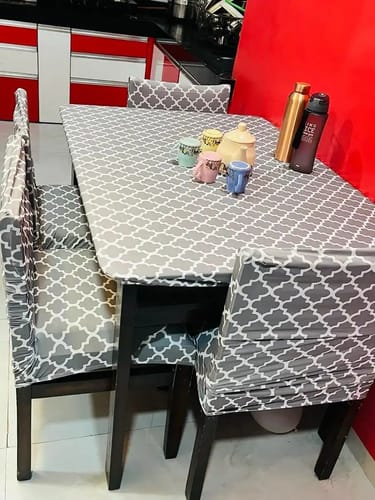 Customer photo review of DivineTrendz - Gray Diamond Elastic Chairs Table Covers