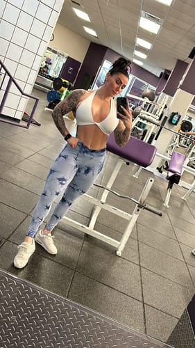 Customer photo review of White Halter Twist Sports Bra