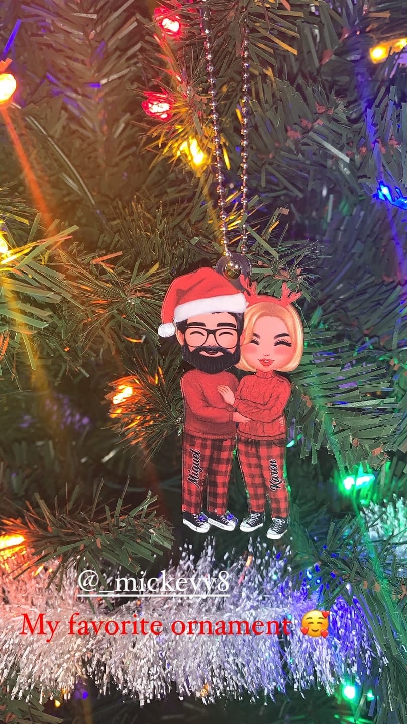 Customer photo review of Christmas Doll Couple Standing Hugging - Personalized Ornament