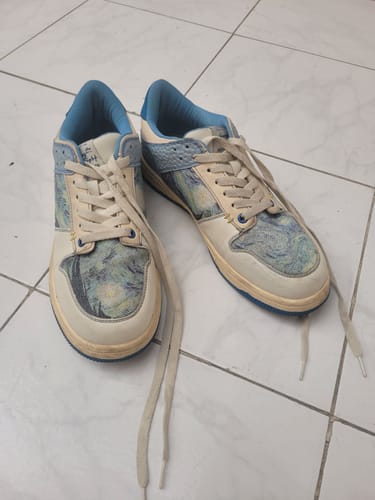 Customer photo review of Van Gogh Starry Night inspired sneakers