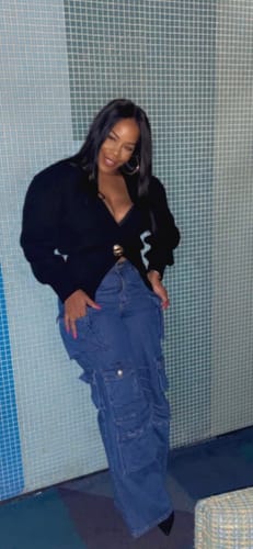 Customer photo review of V-Neck Knitted Cardigan