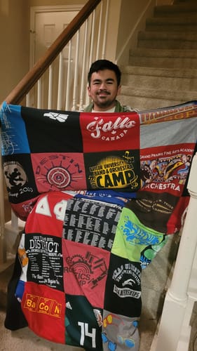 T-shirt quilt from university of manitoba by Maria from TX