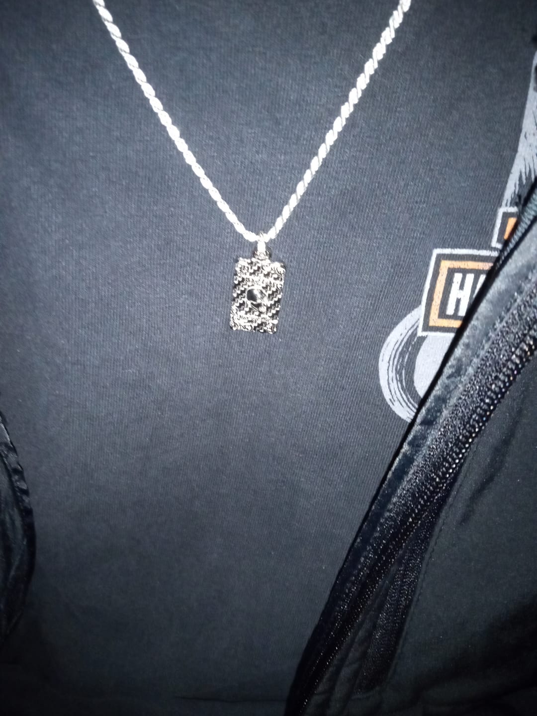 Customer photo review of LAUGH NOW, DIE LATER PENDANT