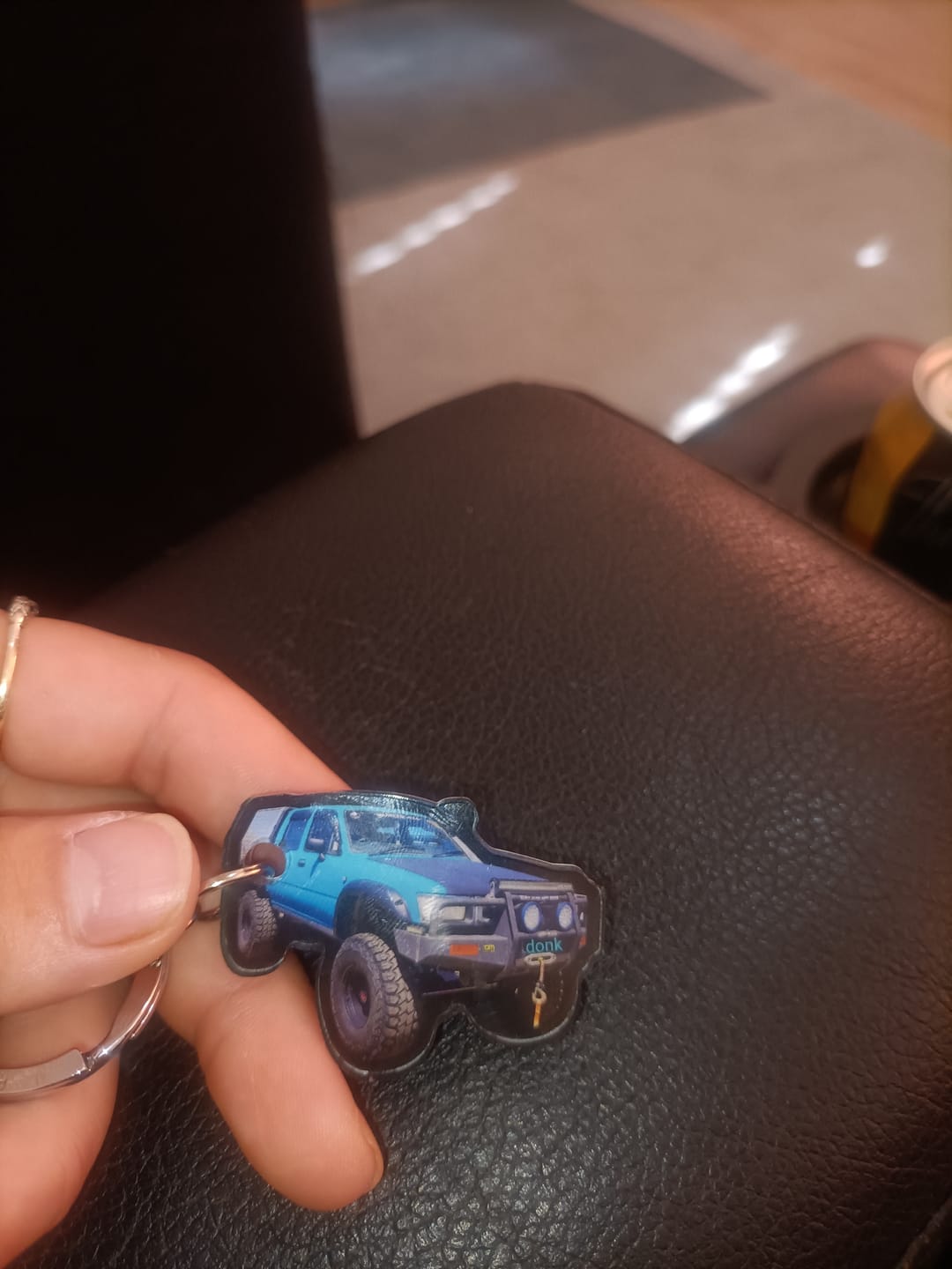 Customer photo review of PG Mini Custom Keychain