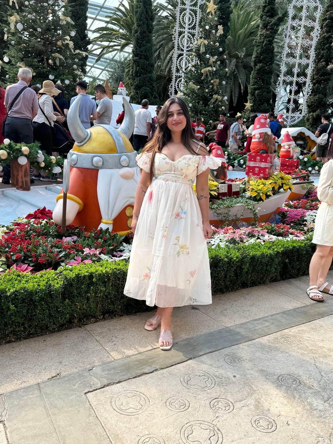 Customer photo review of Disa Floral Midi Dress in Ivory