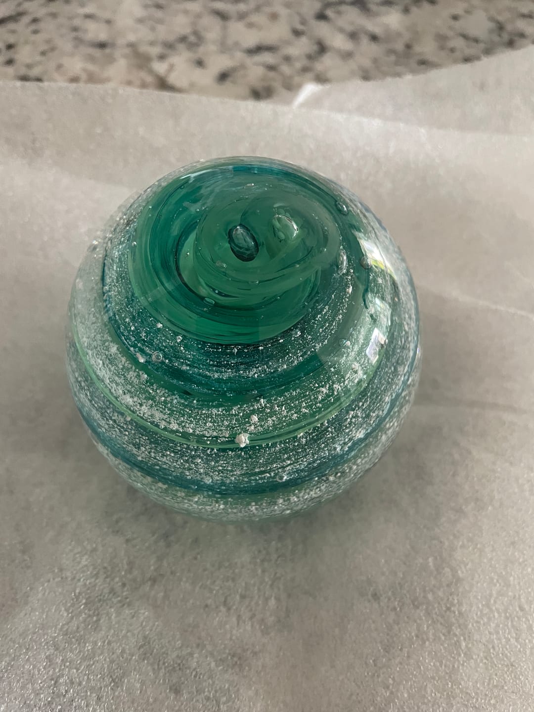 Customer photo review of Tranquil Swirl Paperweight with Cremation Ash
