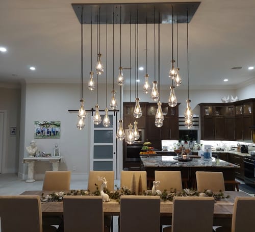 Customer photo review of JC Raindrop Linear Chandelier 72″,21 Lights