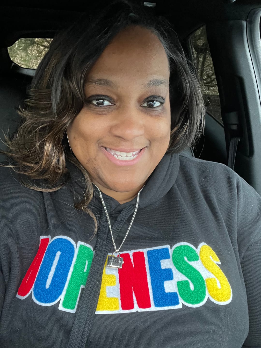 Customer photo review of Colorful Chenille Dopeness Cropped Hoodie